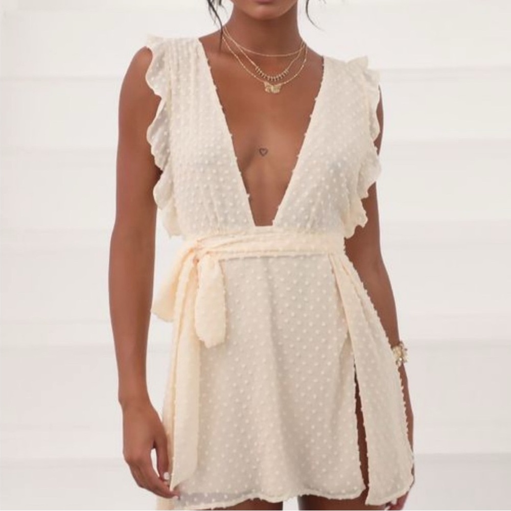 Lucy in the Sky Cream Ruffle Dress